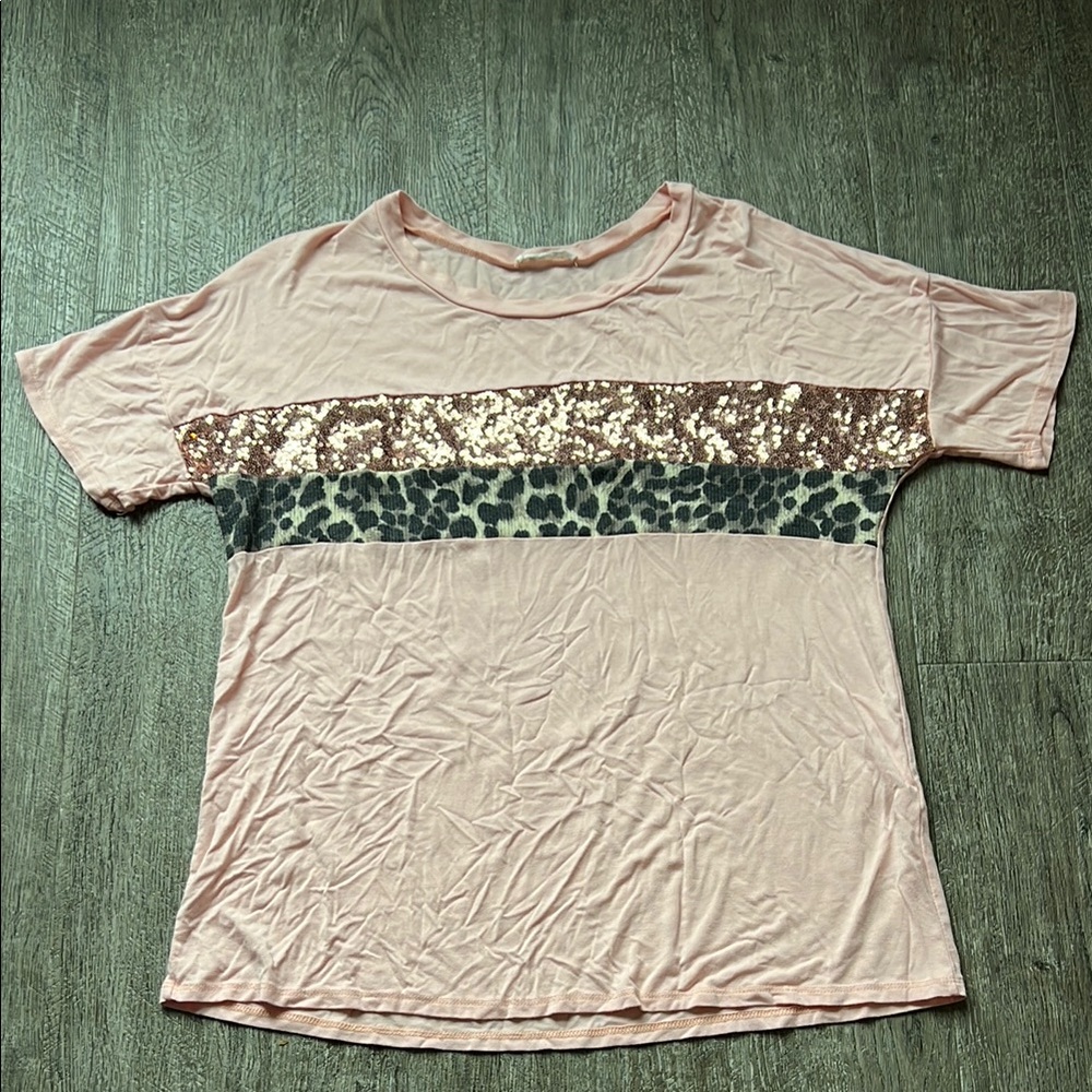 Boutique Pink Sequin T-Shirt